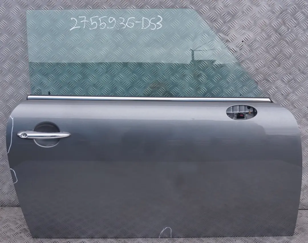 Door Front Right O/S Dark Silver Metallic to BMW MINI Cooper 3 R55 R56 R57 R58 R59 with Part number 2755936 BMW MINI Cooper 3 R55 R56 R57 R58 R59 Door Front Right O/S Dark Silver Metallic - SKU 2755936-DS3 - Part number 2755936