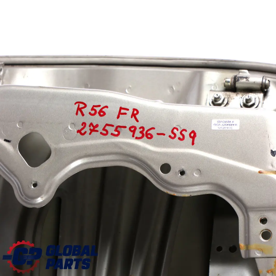Door Front Right O/S Sparkling Silver - A60 to Mini Cooper 9 R55 R56 R57 R58 with Part number 2755936 Mini Cooper 9 R55 R56 R57 R58 Door Front Right O/S Sparkling Silver - A60 - SKU 2755936-SS9 - Part number 2755936