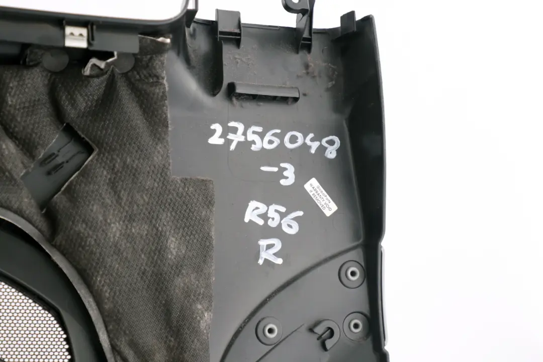 Mini Cooper One R56 Lateral Interior Trim Panel Cuarto Trasero Derecho Negro - SKU 2756048-3 - Número de pieza 2756048