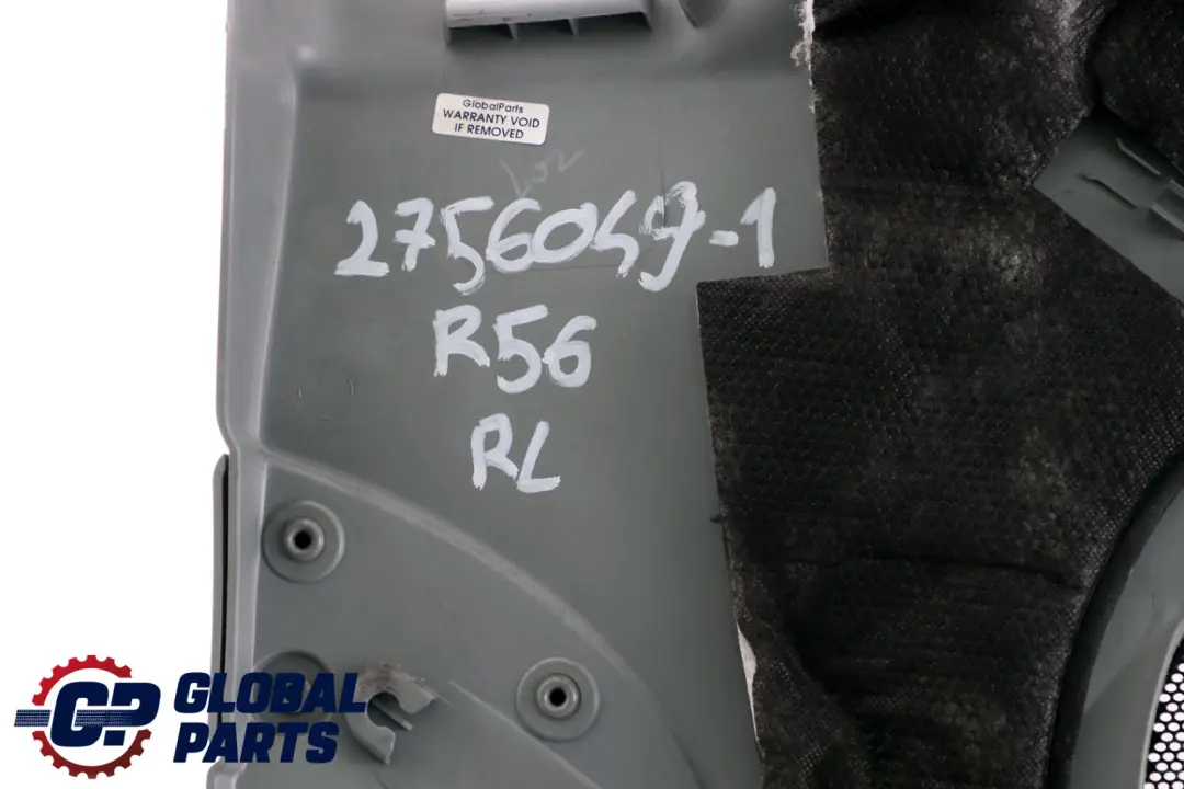 Left N/S Lateral Interior Trim Panel Quarter Gotham Grey to BMW Mini R56 1 Rear with Part number 2756049 BMW Mini R56 1 Rear Left N/S Lateral Interior Trim Panel Quarter Gotham Grey - SKU 2756049-1 - Part number 2756049