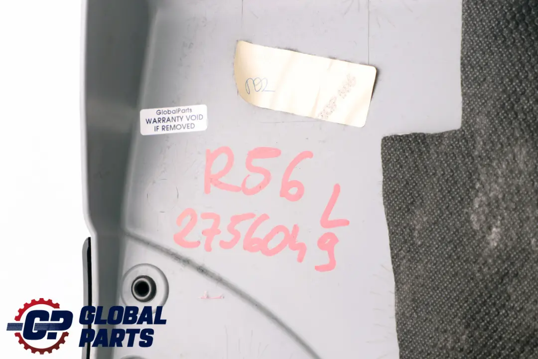 Left N/S Lateral Interior Trim Panel Quarter Gotham Grey to BMW Mini R56 Rear with Part number 2756049 BMW Mini R56 Rear Left N/S Lateral Interior Trim Panel Quarter Gotham Grey - SKU 2756049 - Part number 2756049