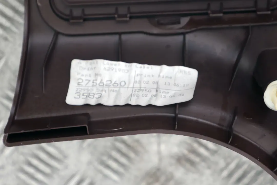 Front Right O/S Bottom Lateral Trim Panel Hot Chocolate to BMW Mini Clubman R55 with Part number 2756260 BMW Mini Clubman R55 Front Right O/S Bottom Lateral Trim Panel Hot Chocolate - SKU 2756260 - Part number 2756260