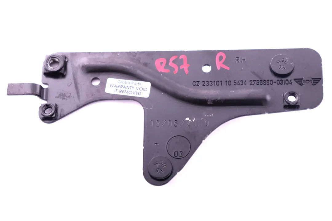 Mini Cooper R57 R57N Cabio Soft Top Folding Top Mounting Plate Right O/S - SKU 2756880 - Part number 2756880