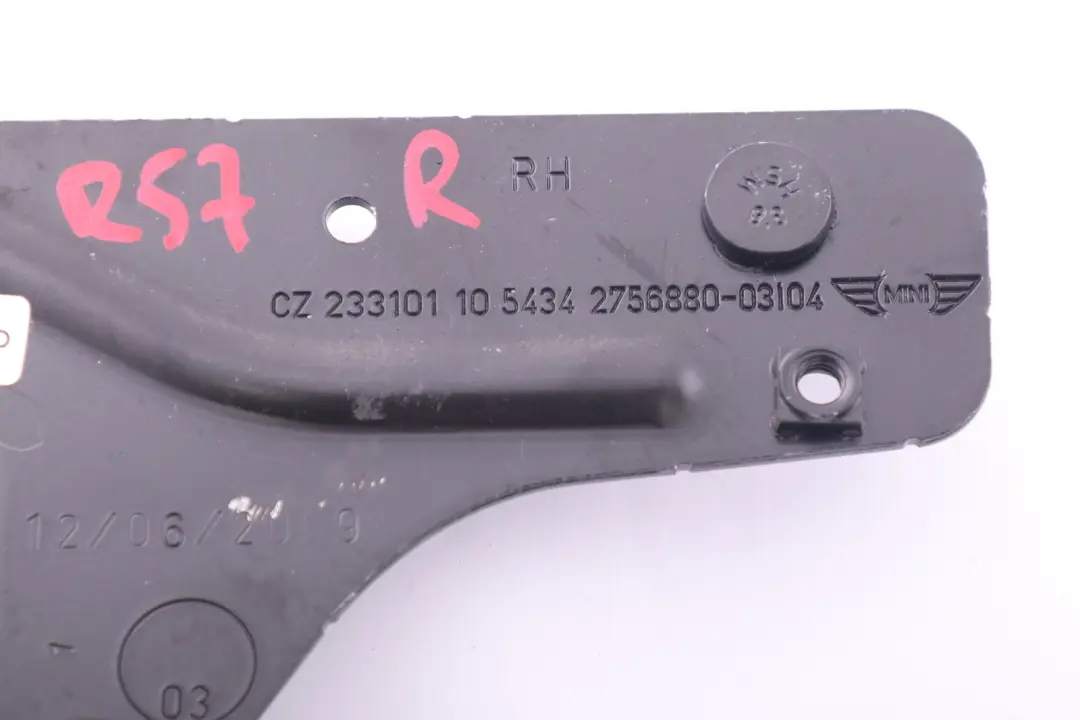 R57N Cabio Soft Top Folding Top Mounting Plate Right O/S to Mini Cooper R57 with Part number 2756880 Mini Cooper R57 R57N Cabio Soft Top Folding Top Mounting Plate Right O/S - SKU 2756880 - Part number 2756880