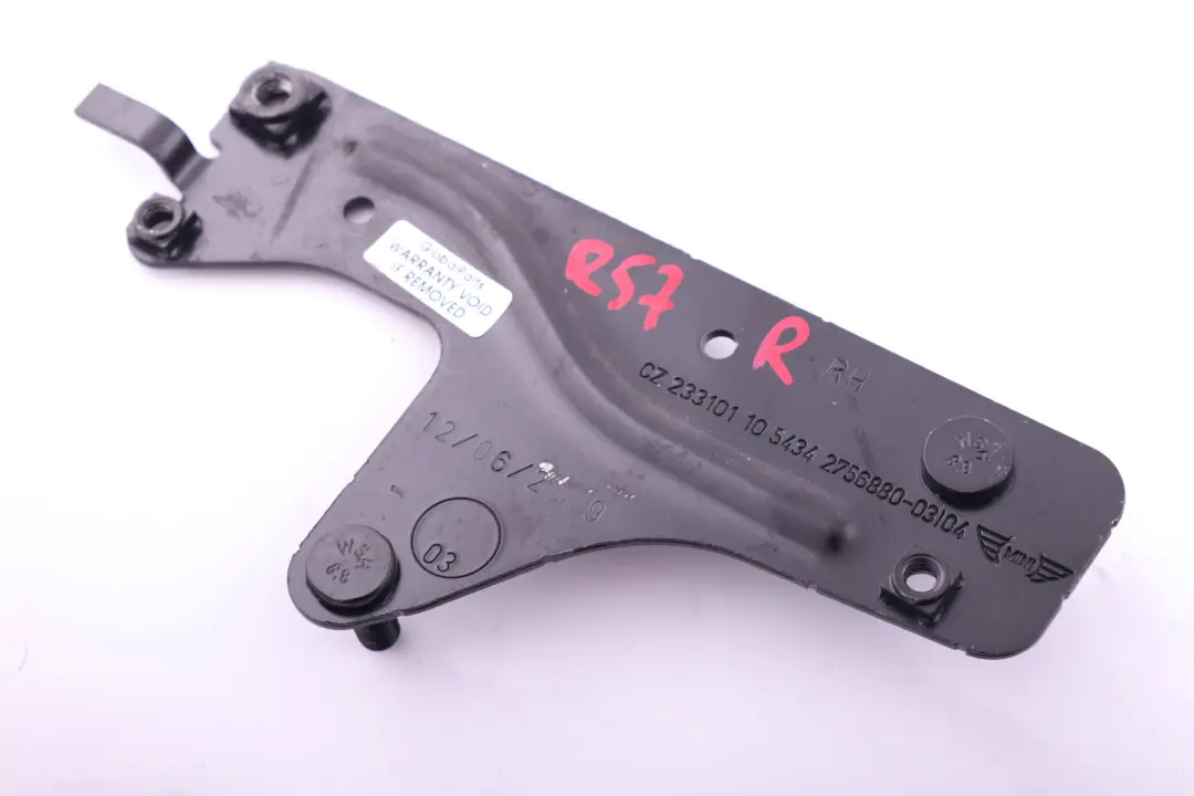 Mini Cooper R57 R57N Cabio Soft Top Folding Top Mounting Plate Right O/S - SKU 2756880 - Part number 2756880