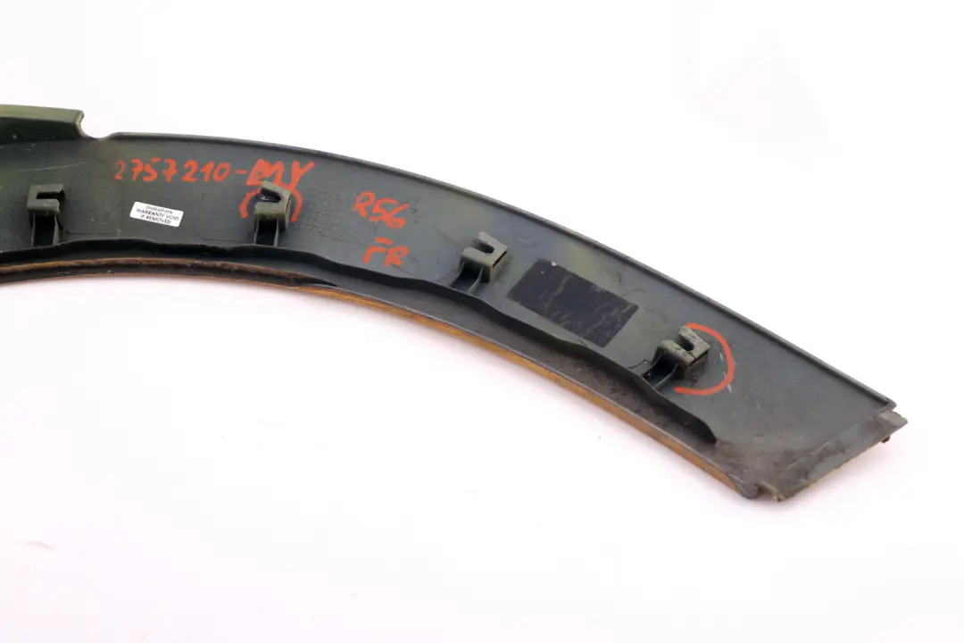 Trim Arch Extension Flare Front Right O/S to Mini Cooper One R56 R57 R58 Wheel with Part number 2757210 Mini Cooper One R56 R57 R58 Wheel Trim Arch Extension Flare Front Right O/S - SKU 2757210-MY - Part number 2757210