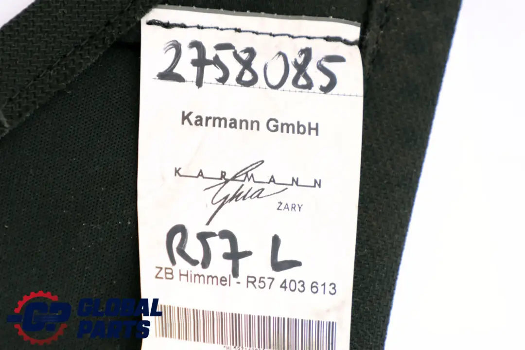 Osłona Obudowa Podsufitki Dachu do MINI Cabrio R57 o numerze 2758085 MINI Cabrio R57 Osłona Obudowa Podsufitki Dachu - SKU 2758085 - Numer Części 2758085