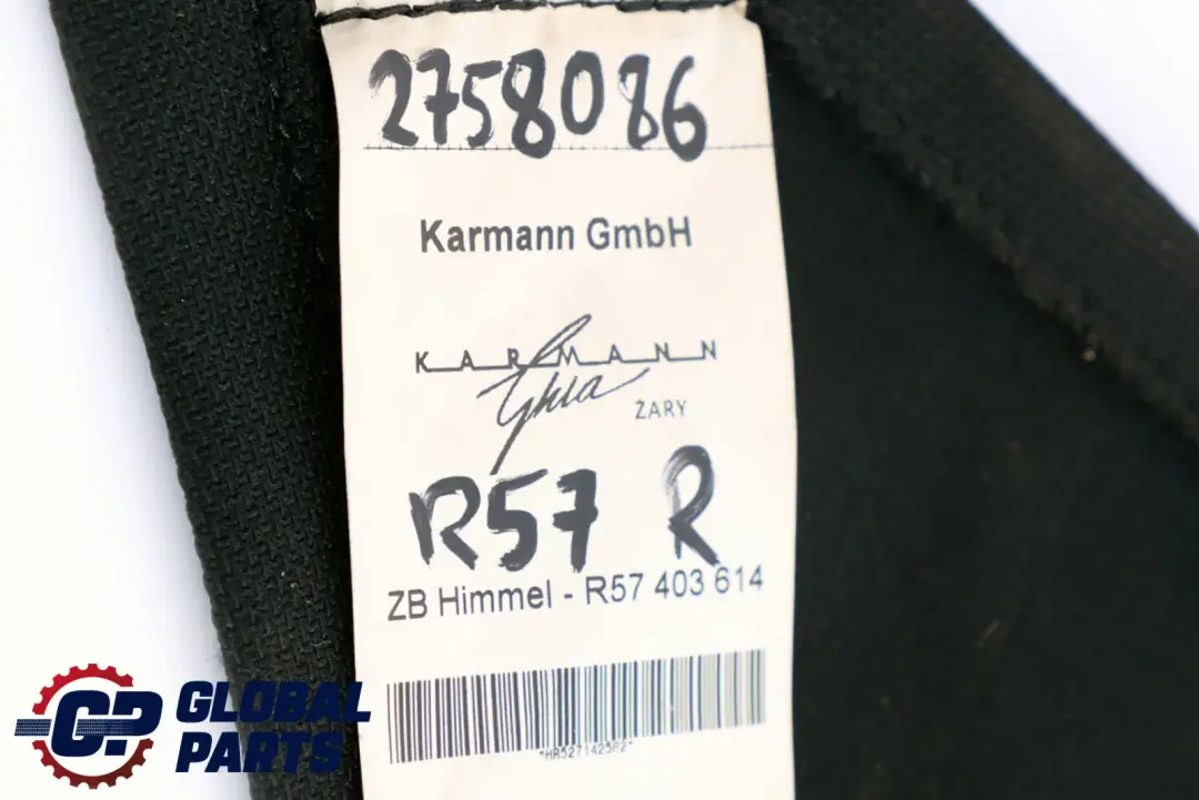 Tettuccio Interno Destra per Mini Cooper Cabrio R57 con numero di parte 2758086 Mini Cooper Cabrio R57 Tettuccio Interno Destra - SKU 2758086 - Numero di parte 2758086