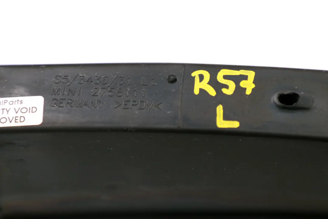 Guarnizione Posteriore Sinistro N/S Sliding Roof per Mini Cooper R57 F57 Cabrio con numero di parte 2758111 Mini Cooper R57 F57 Cabrio Guarnizione Posteriore Sinistro N/S Sliding Roof - SKU 2758111 - Numero di parte 2758111