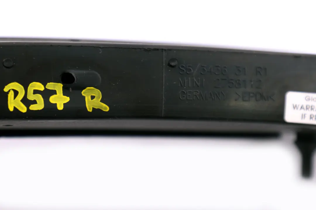 Junta Trasera Derecha Techo Corredizo para Mini Cooper R57 F57 Cabrio con número de pieza 2758112 Mini Cooper R57 F57 Cabrio Junta Trasera Derecha Techo Corredizo - SKU 2758112 - Número de pieza 2758112