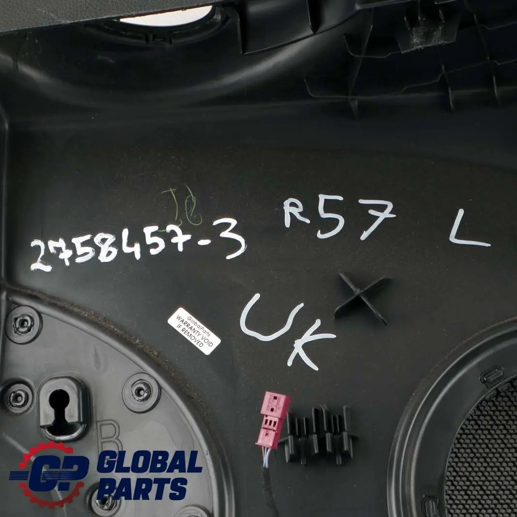 Mini Cooper R57 Cabrio Rear Lateral Trim Speaker Cover Panel Left N/S Black - SKU 2758457-3 - Part number 2758457