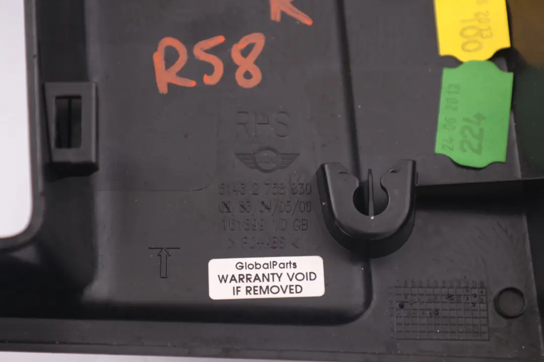 Mini CoupĂ© R58 Blende B-SĂ¤ule Rechts Schwarz - SKU 2758830 - Teilenummer 2758830