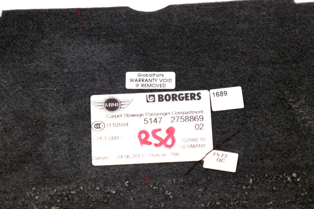 Tappetino In Moquette Per Il Pavimento Bagagliaio per Mini Cooper R58 R59 con numero di parte 2758869 Mini Cooper R58 R59 Tappetino In Moquette Per Il Pavimento Bagagliaio - SKU 2758869 - Numero di parte 2758869