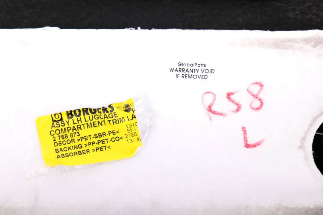 Mini R58 Boot Trunk Luggage Compartment Left N/S Trim Panel Black - SKU 2758873 - Part number 2758873