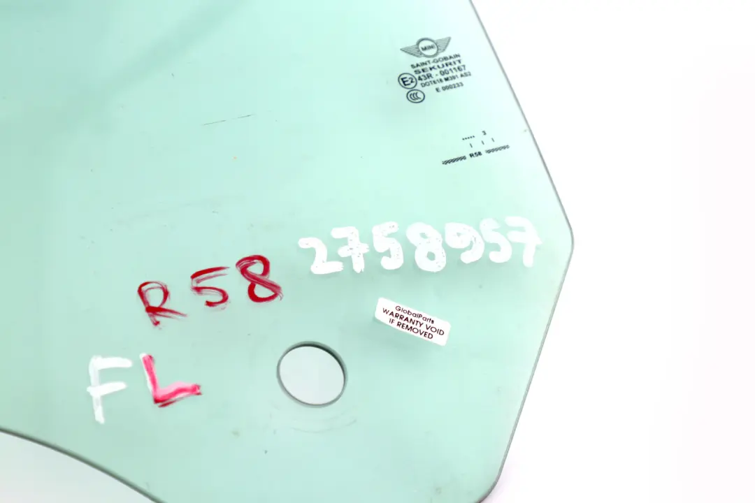 Mini Cooper R58 Coupe Front Left N/S Window Door Glass AS2 - SKU 2758957 - Part number 2758957
