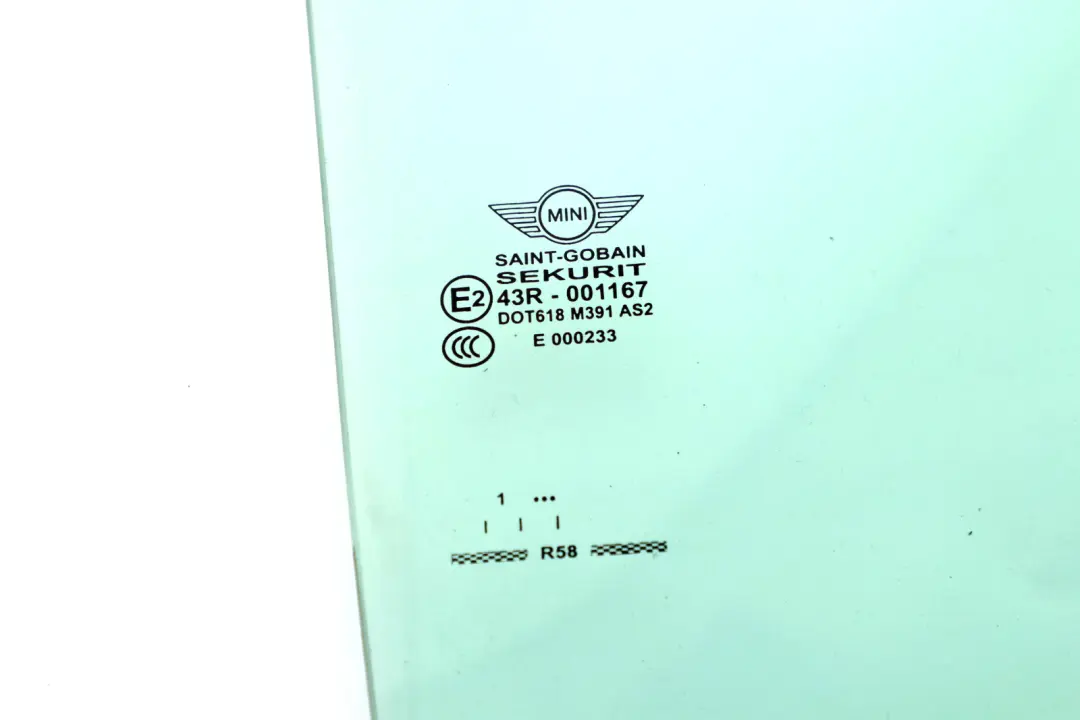 Front Right O/S Window Door Glass AS2 to Mini Cooper R58 Coupe with Part number 2758958 Mini Cooper R58 Coupe Front Right O/S Window Door Glass AS2 - SKU 2758958 - Part number 2758958