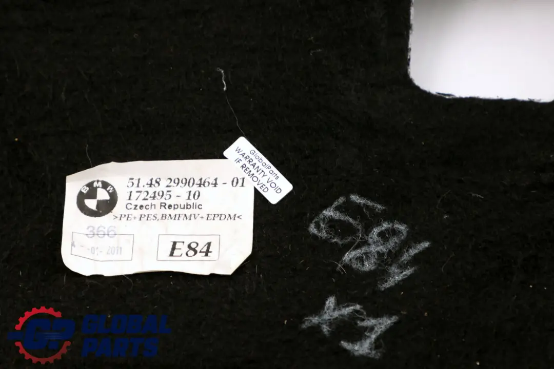 Piso Trasero Aislamiento Acustico Cubierta Recorte Panel para BMW E84 con número de pieza 2990464 BMW E84 Piso Trasero Aislamiento Acustico Cubierta Recorte Panel - SKU 2990464 - Número de pieza 2990464