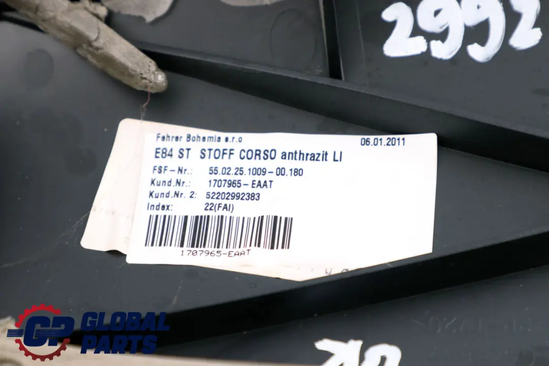 Siege Arriere Gauche Panneau Lateral Reference Tissu Anthracite pour BMW X1 Serie E84 à propos du numéro de pièce 2992383 BMW X1 Serie E84 Siege Arriere Gauche Panneau Lateral Reference Tissu Anthracite - SKU 2992383 - Numéro de pièce 2992383