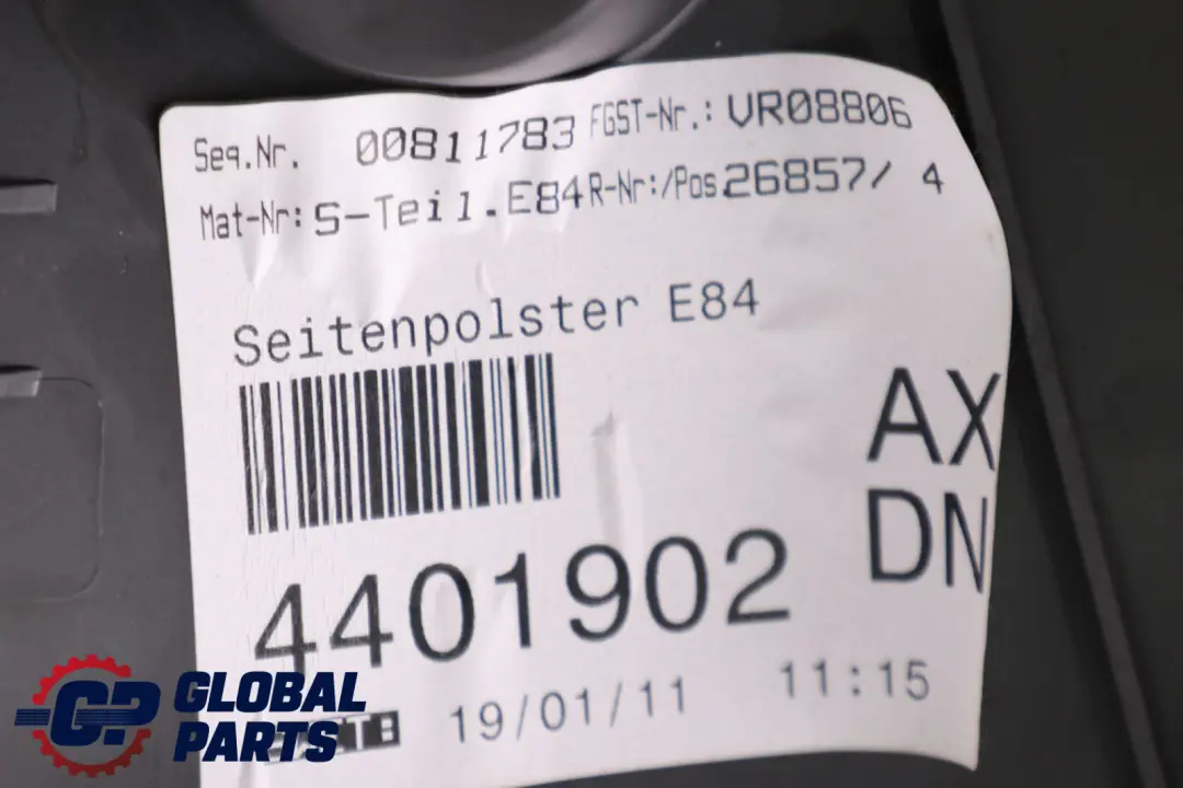 Respaldo Asiento Trasero Derecho Acabado Lateral Tela Antracita para BMW X1 E84 con número de pieza 2992384 BMW X1 E84 Respaldo Asiento Trasero Derecho Acabado Lateral Tela Antracita - SKU 2992384 - Número de pieza 2992384