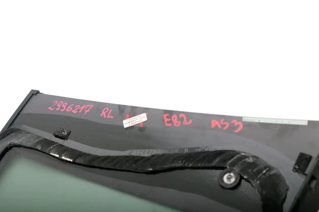 Left N/S Side Window AS3 Glanzschwarz High Gloss to BMW 1 Series E82 Rear with Part number 2996217 BMW 1 Series E82 Rear Left N/S Side Window AS3 Glanzschwarz High Gloss - SKU 2996217 - Part number 2996217