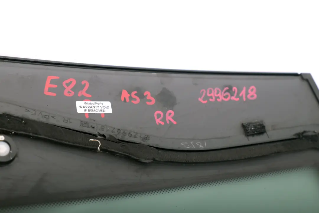 Right O/S Side Window AS3 Glanzschwarz High Gloss to BMW 1 Series E82 Rear with Part number 2996218 BMW 1 Series E82 Rear Right O/S Side Window AS3 Glanzschwarz High Gloss - SKU 2996218 - Part number 2996218