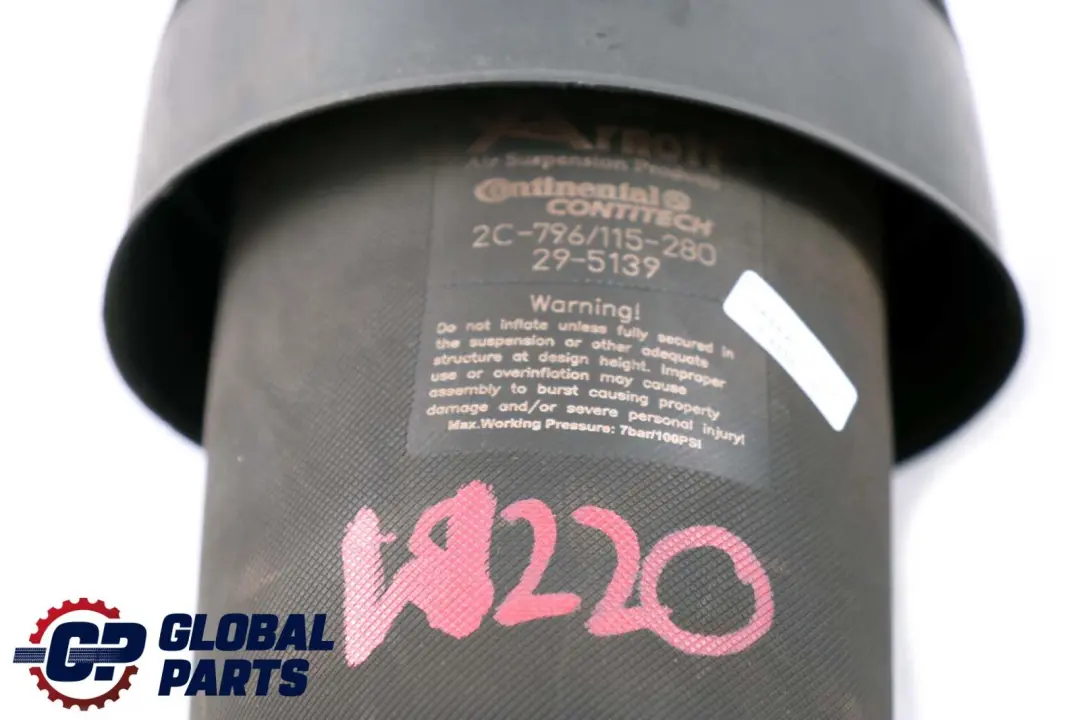 Juego Fuelles Suspensión Neumática Airmatic Continental para Mercedes W220 con número de pieza 2C-796/115-280 Mercedes W220 Juego Fuelles Suspensión Neumática Airmatic Continental - SKU 2C-796/115-280 - Número de pieza 2C-796/115-280