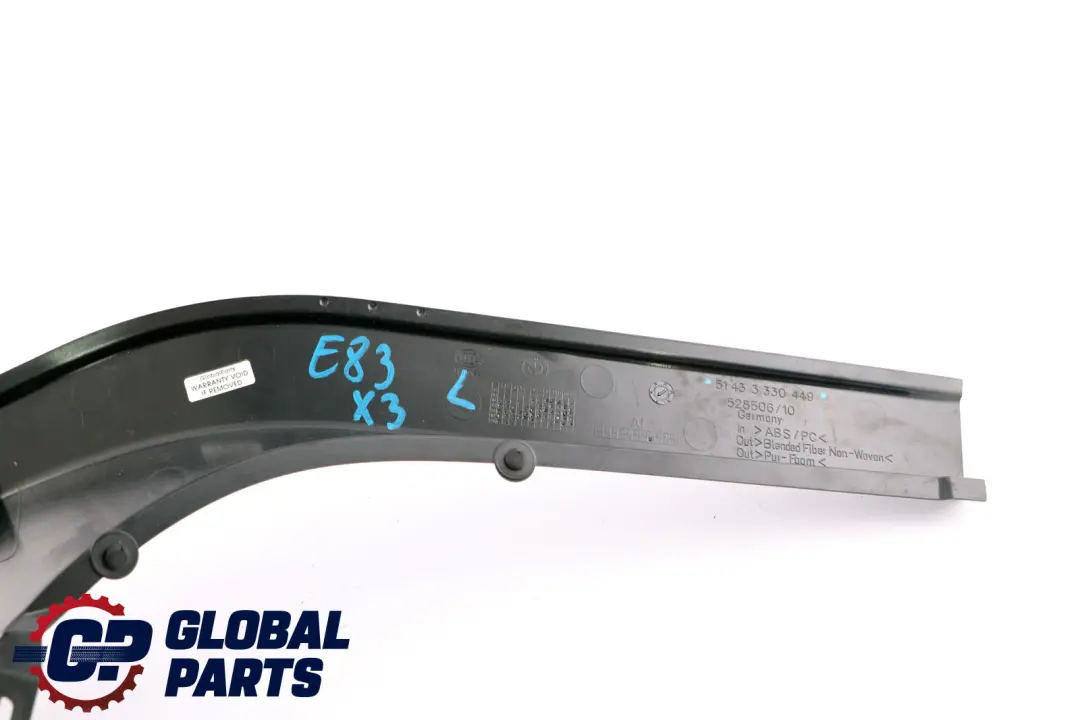 Tapa Columna D Parabrisas Ventana Trim Izquierda Negro para BMW X3 E83 LCi con número de pieza 3330449 BMW X3 E83 LCi Tapa Columna D Parabrisas Ventana Trim Izquierda Negro - SKU 3330449 - Número de pieza 3330449