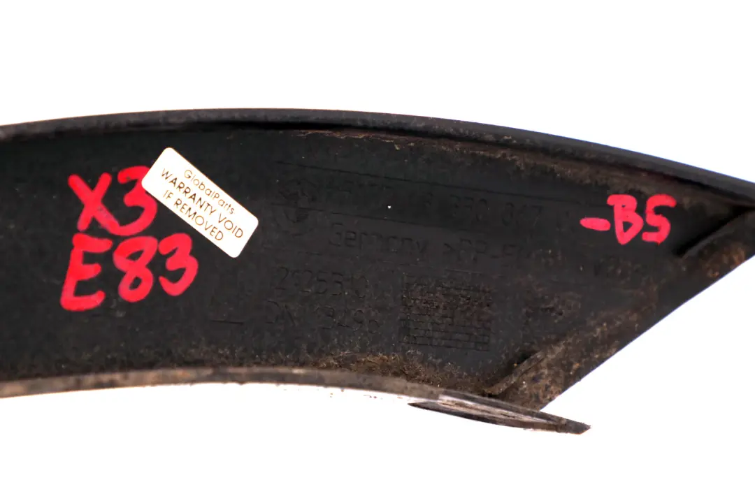 Arch Trim Rear Left N/S Black Sapphire Metallic to BMW X3 Series E83 Cover Wheel with Part number 3330867 BMW X3 Series E83 Cover Wheel Arch Trim Rear Left N/S Black Sapphire Metallic - SKU 3330867-BS - Part number 3330867