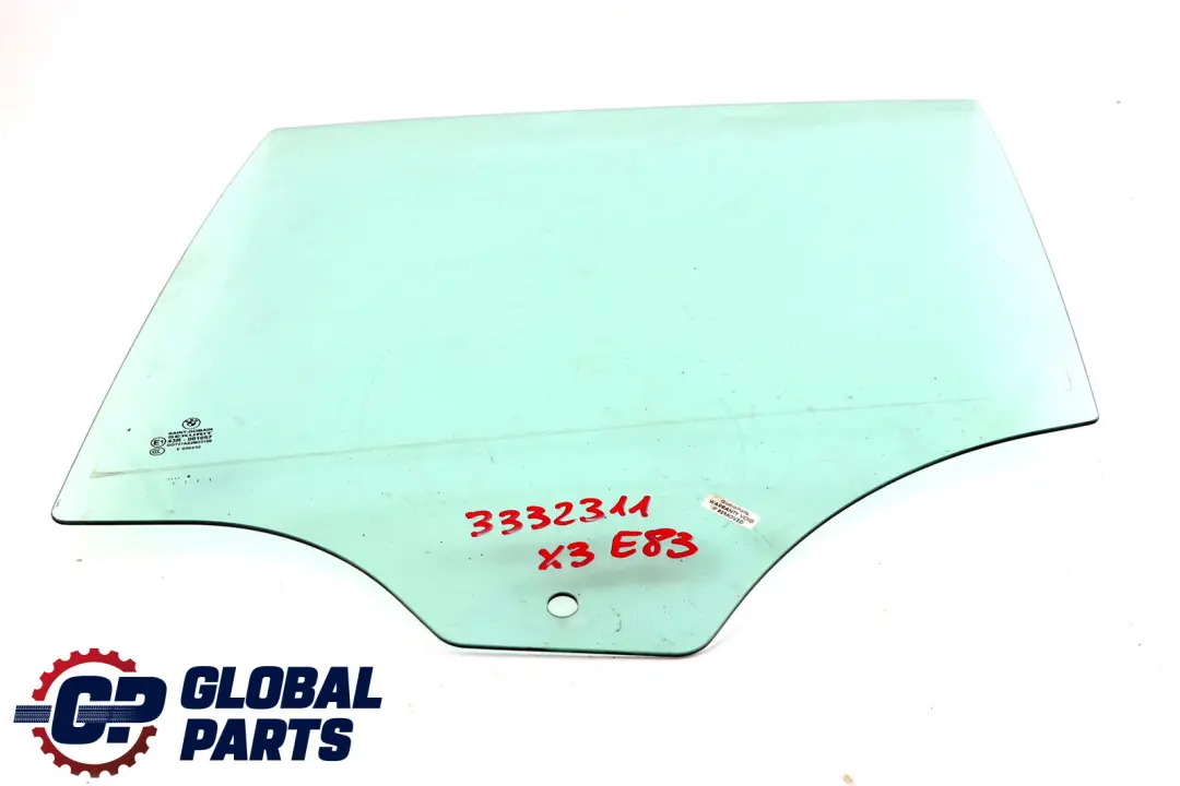 Finestrino Verde Porta Posteriore Sinistra per BMW E83 LCI con numero di parte 3332311 BMW E83 LCI Finestrino Verde Porta Posteriore Sinistra - SKU 3332311 - Numero di parte 3332311