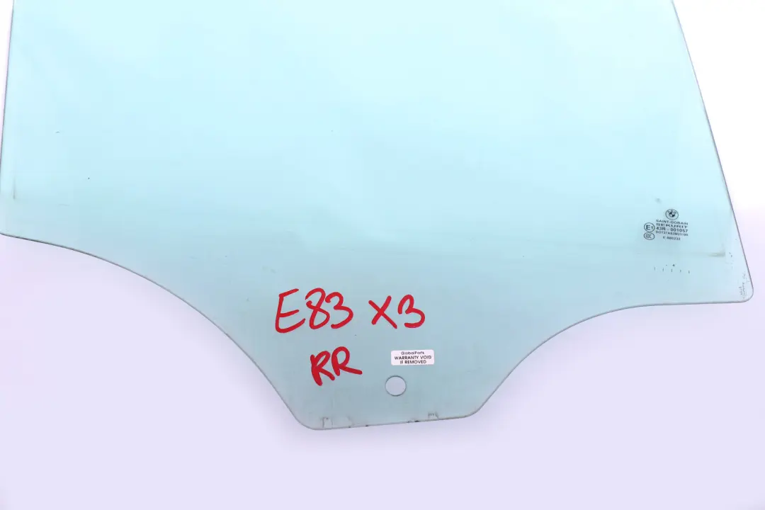 Puerta Trasera Derecha Cristal Ventana Lateral Verde AS2 para BMW X3 E83 con número de pieza 3332312 BMW X3 E83 Puerta Trasera Derecha Cristal Ventana Lateral Verde AS2 - SKU 3332312 - Número de pieza 3332312