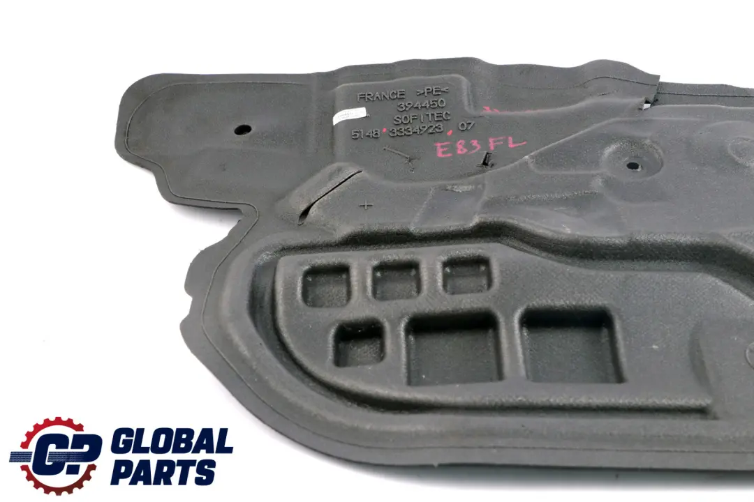 Tapa Aislamiento Acustico Puerta Delantera Izquierda para BMW E83 con número de pieza 3334923 BMW E83 Tapa Aislamiento Acustico Puerta Delantera Izquierda - SKU 3334923 - Número de pieza 3334923