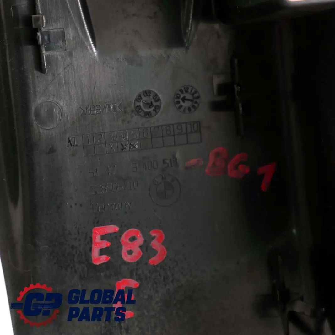 Revetement Gurtautomat a Gauche Gris Basalte Gris pour BMW X3 E83 1 à propos du numéro de pièce 3400511 BMW X3 E83 1 Revetement Gurtautomat a Gauche Gris Basalte Gris - SKU 3400511-BG1 - Numéro de pièce 3400511