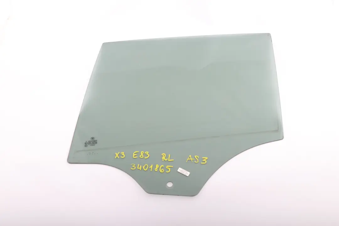 BMW X3 Series E83 Rear Left Door N/S Side Window Glass Black AS3 - SKU 3401865 - Part number 3401865