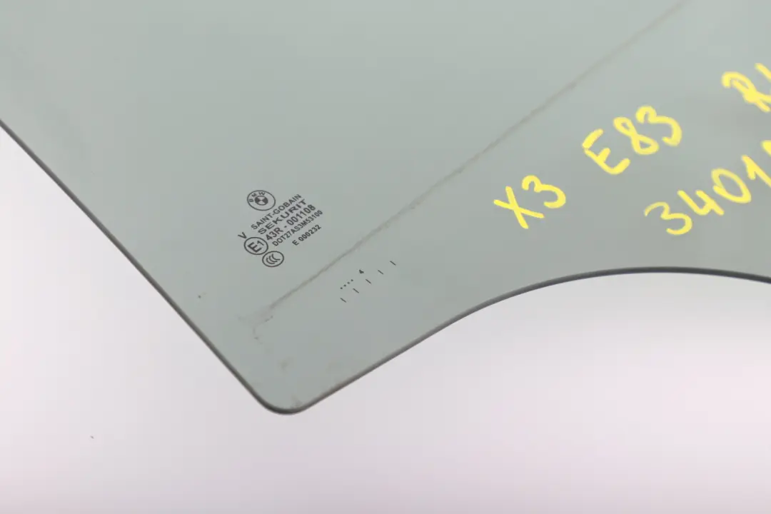 BMW X3 Series E83 Rear Left Door N/S Side Window Glass Black AS3 - SKU 3401865 - Part number 3401865
