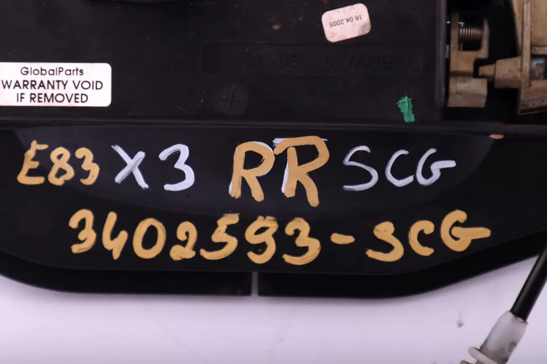 Complete Rear Right Grab Handle O/S Spacegrau Space Grey to BMW X3 Series E83 with Part number 3402593 BMW X3 Series E83 Complete Rear Right Grab Handle O/S Spacegrau Space Grey - SKU 3402593-SCG - Part number 3402593