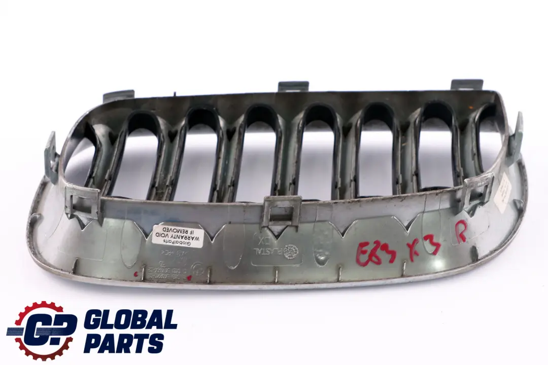 Grille Decorative avant Droit 5113 pour BMW X3 E83 à propos du numéro de pièce 3402910 BMW X3 E83 Grille Decorative avant Droit 5113 - SKU 3402910 - Numéro de pièce 3402910