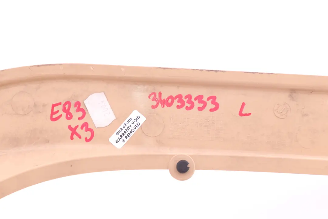 Column D Windscreen Window Trim Left Beige 3330449 to BMW X3 Series E83 LCI Cover with Part number 3403333 BMW X3 Series E83 LCI Cover Column D Windscreen Window Trim Left Beige 3330449 - SKU 3403333 - Part number 3403333
