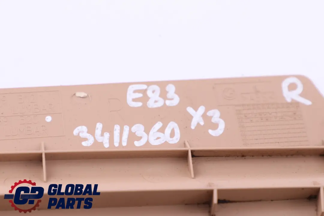 Trim Seat Cover Outer Right O/S Sandbeige Beige 8099320 to BMW X3 Series E83 with Part number 3411360 BMW X3 Series E83 Trim Seat Cover Outer Right O/S Sandbeige Beige 8099320 - SKU 3411360 - Part number 3411360