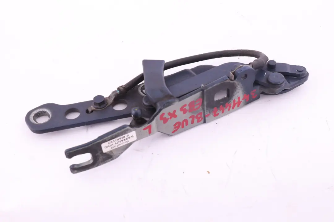 Front Bonnet Hood Left Hinge N/S Blue to BMW X3 Series E83 with Part number 3411447 BMW X3 Series E83 Front Bonnet Hood Left Hinge N/S Blue - SKU 3411447-BLUE - Part number 3411447