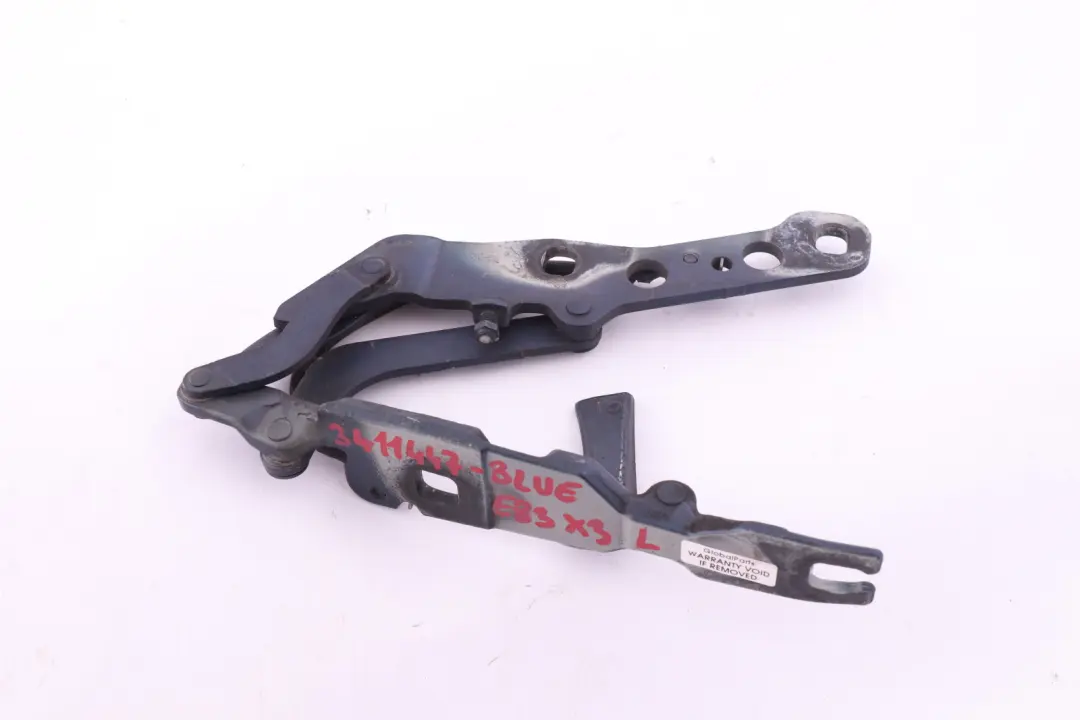 Scharnier Fronthaube Frontklappe vorne links Blau Blue für BMW X3 er E83 mit Teilenummer 3411447 BMW X3 er E83 Scharnier Fronthaube Frontklappe vorne links Blau Blue - SKU 3411447-BLUE - Teilenummer 3411447