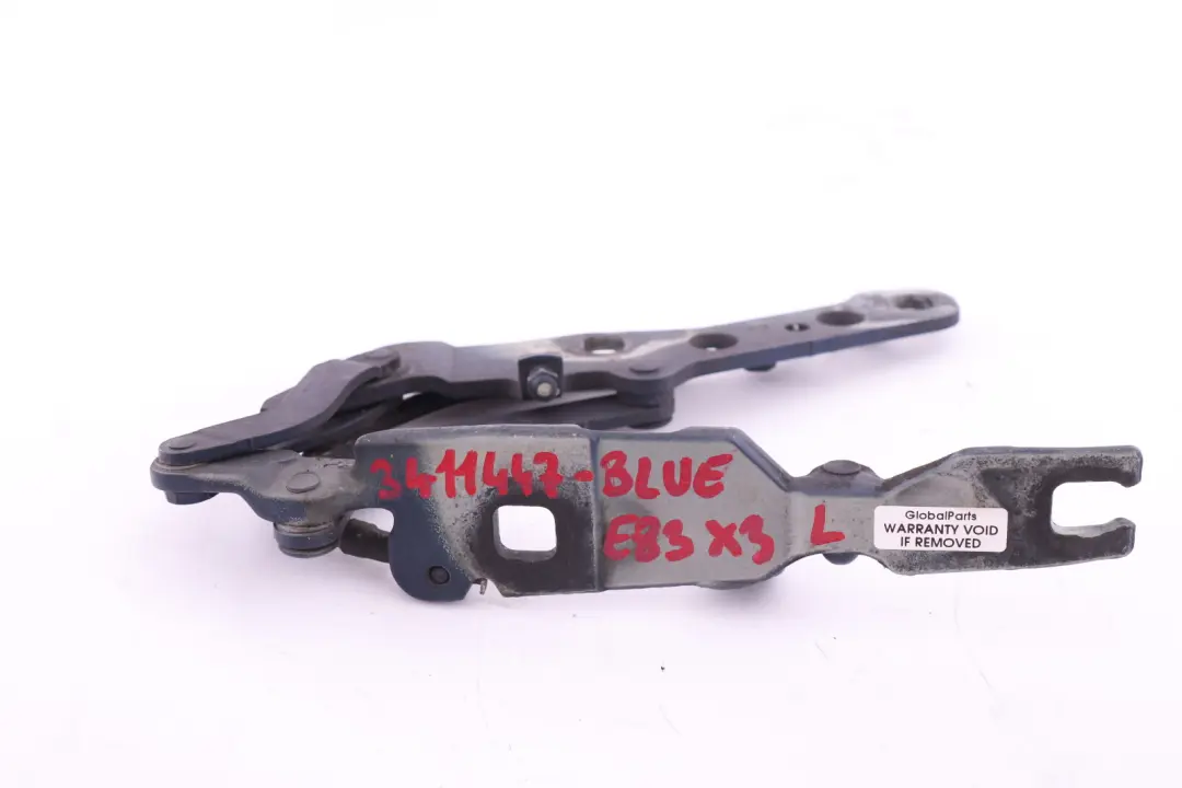 BMW X3 Series E83 Front Bonnet Hood Left Hinge N/S Blue - SKU 3411447-BLUE - Part number 3411447