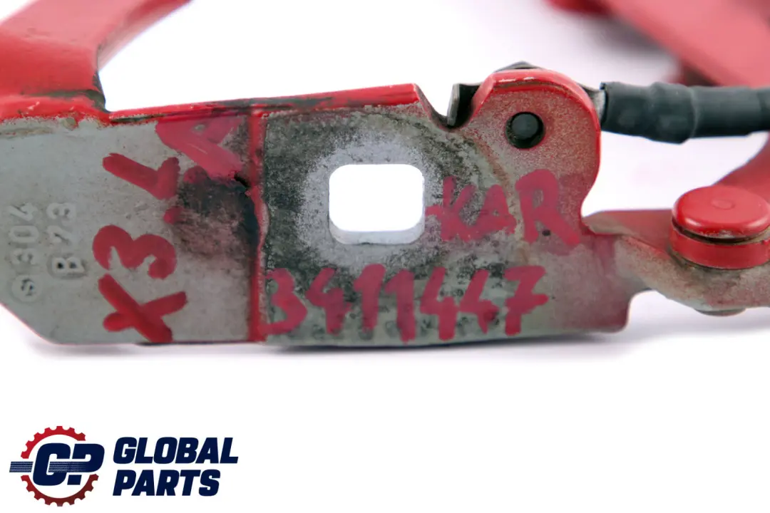 Front Bonnet Hood Left Hinge N/S Karmesinrot Red to BMW X3 Series E83 with Part number 3411447 BMW X3 Series E83 Front Bonnet Hood Left Hinge N/S Karmesinrot Red - SKU 3411447-KAR - Part number 3411447