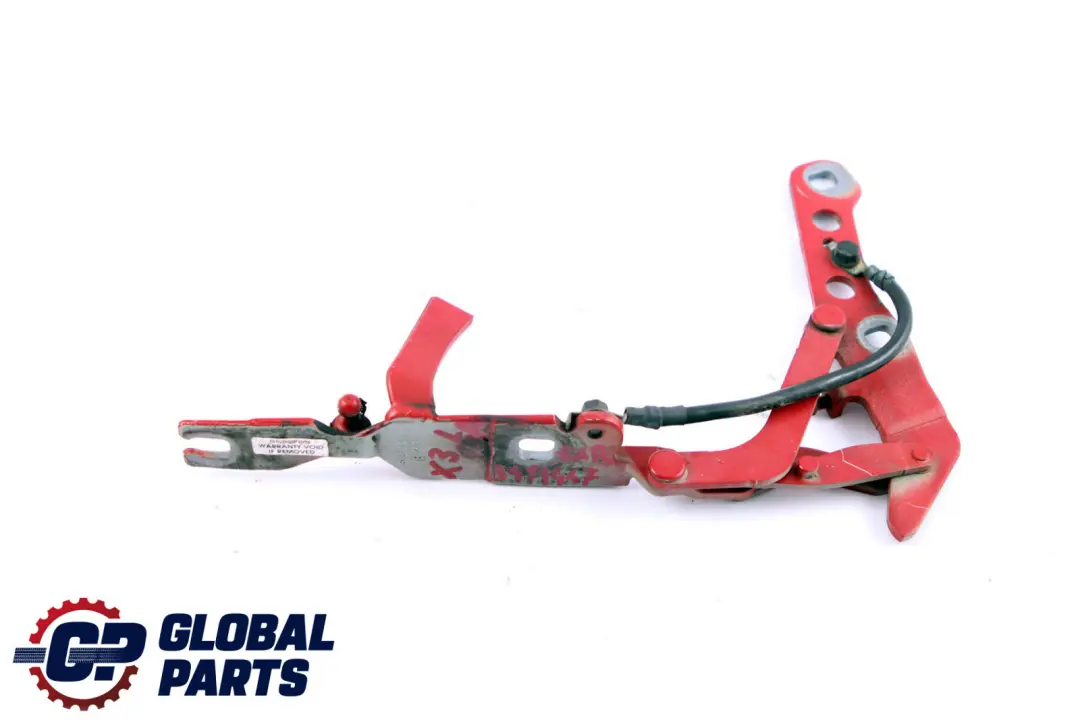 Front Bonnet Hood Left Hinge N/S Karmesinrot Red to BMW X3 Series E83 with Part number 3411447 BMW X3 Series E83 Front Bonnet Hood Left Hinge N/S Karmesinrot Red - SKU 3411447-KAR - Part number 3411447