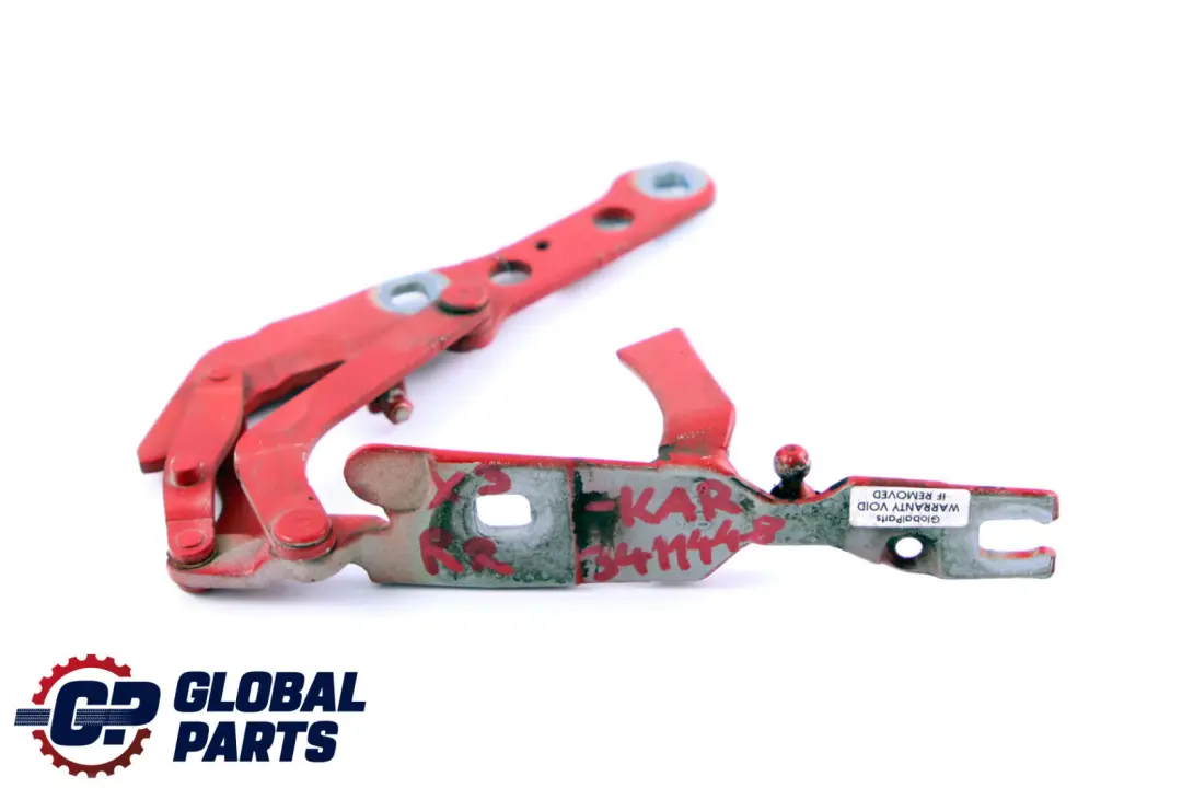 Front Bonnet Hood Right O/S Hinge Karmesinrot Red to BMW X3 Series E83 with Part number 3411448 BMW X3 Series E83 Front Bonnet Hood Right O/S Hinge Karmesinrot Red - SKU 3411448-CAR - Part number 3411448