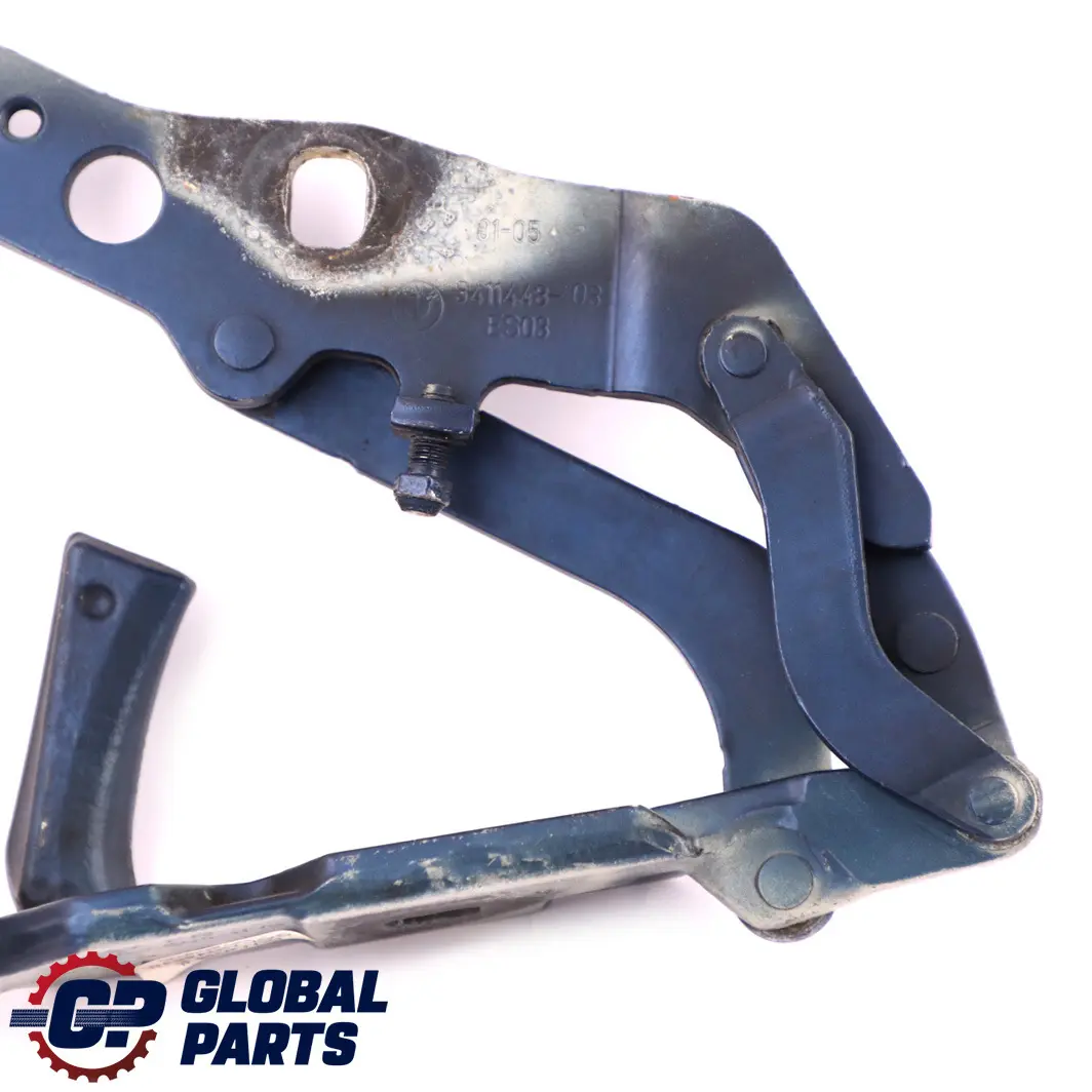 BMW X3 E83 Front Bonnet Hood Right Hinge O/S Mysticblau Metallic - A07 - SKU 3411448-MYS - Part number 3411448