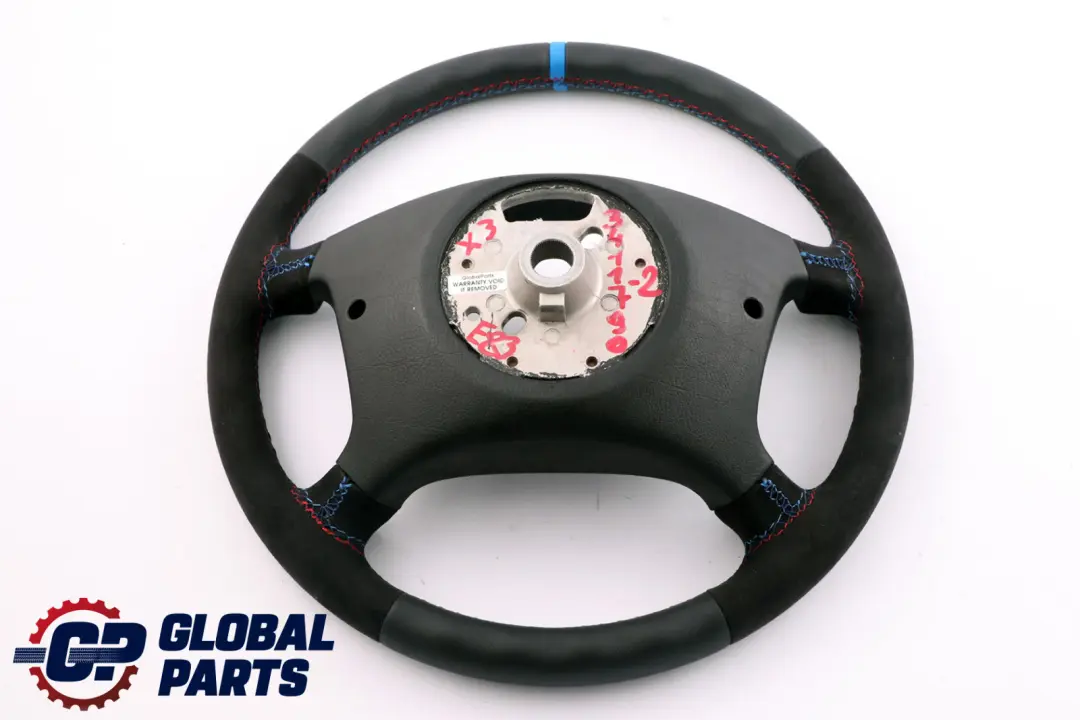 Leather / Alcantara Steering Wheel 4 Spoke M-tricoloured to BMW X3 Series E83 NEW with Part number 3411790 BMW X3 Series E83 NEW Leather / Alcantara Steering Wheel 4 Spoke M-tricoloured - SKU 3411790-2 - Part number 3411790