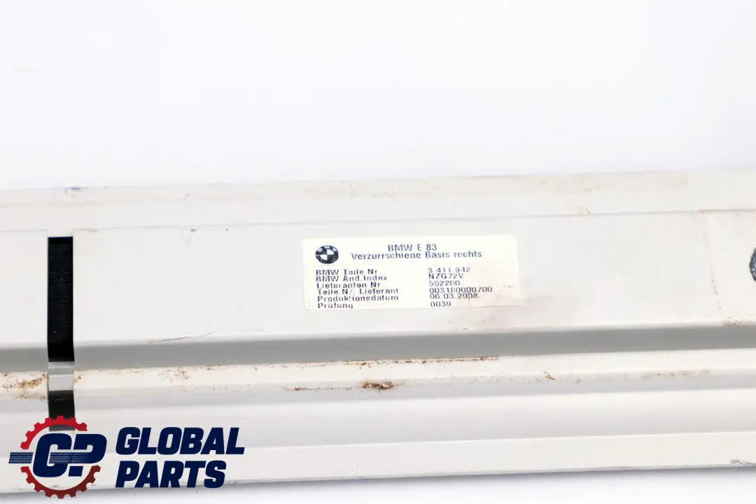 Portabagagli Portellone Posteriore Destro Guida Fissaggio O/S per BMW X3 E83 con numero di parte 3411942 BMW X3 E83 Portabagagli Portellone Posteriore Destro Guida Fissaggio O/S - SKU 3411942 - Numero di parte 3411942