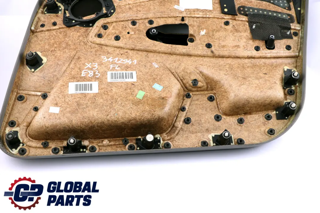 Front Left N/S Door Card Lining Leather Graublau Grey Blue to BMW X3 Series E83 with Part number 3412941 BMW X3 Series E83 Front Left N/S Door Card Lining Leather Graublau Grey Blue - SKU 3412941 - Part number 3412941