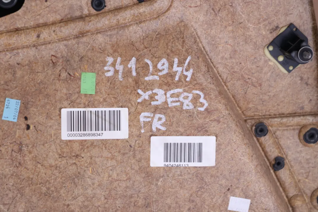 Front Right O/S Door Card Lining Leather Sandbeige Hell Beige to BMW X3 Series E83 with Part number 3412944 BMW X3 Series E83 Front Right O/S Door Card Lining Leather Sandbeige Hell Beige - SKU 3412944 - Part number 3412944