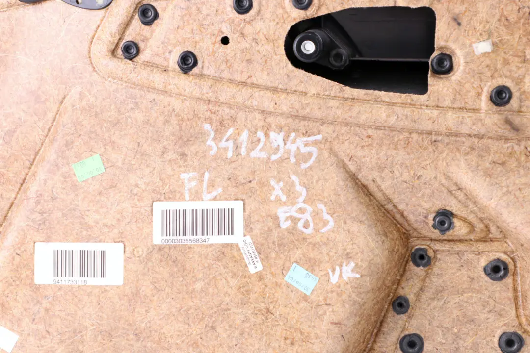 Front Left N/S Door Card Lining Leather Black Ambiente Grey to BMW X3 Series E83 with Part number 3412945 BMW X3 Series E83 Front Left N/S Door Card Lining Leather Black Ambiente Grey - SKU 3412945 - Part number 3412945